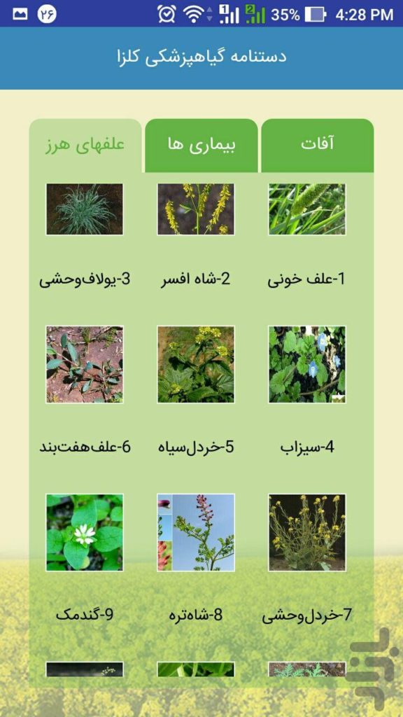 اپ اندروید دستنامه گیاهپزشکی کلزا | طراحی اپلیکیشن