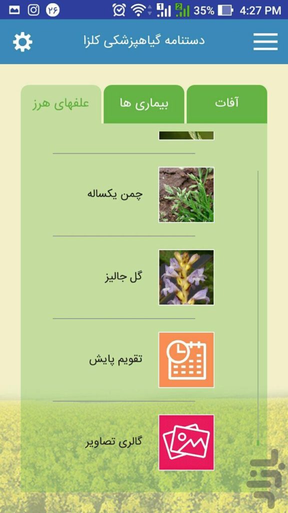 اپ اندروید دستنامه گیاهپزشکی کلزا | طراحی اپلیکیشن
