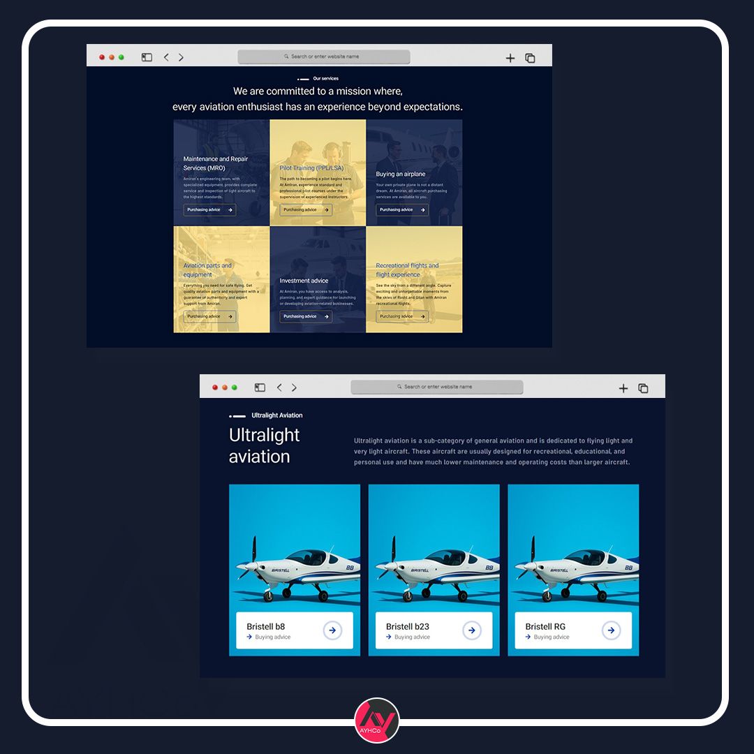 نمونه‌کار طراحی وب‌سایت هوانوردی دو زبانه امیران ایر | Amiran Air | طراحی وب سایت, طراحی وب‌سایت چندزبانه, طراحی وب‌سایت شرکتی, نمونه کار
