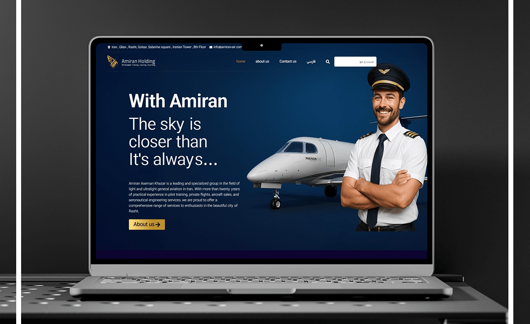 نمونه‌کار طراحی وب‌سایت هوانوردی دو زبانه امیران ایر | Amiran Air